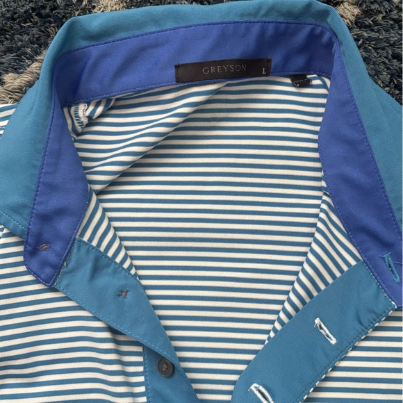 Greyson Navy and White Striped Polo - Picture 2 of 3